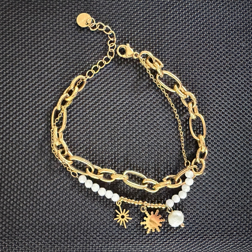 Miramira Gold-Plated Charm Bracelet, Waterproof, Tarnish-Resistant